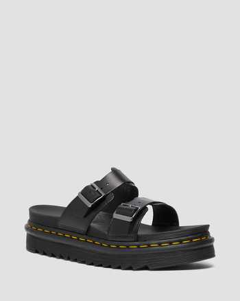 Myles Brando Leather Buckle Slide Sandals