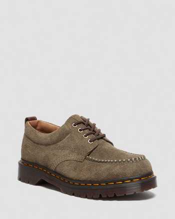 Lowell Suede Moc Toe Shoes in Olive+Dark Brown