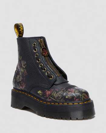 Sinclair Decayed Roses Leather Platform Boots