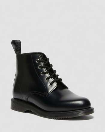 Emmeline Smooth Lace Up Boots in Black